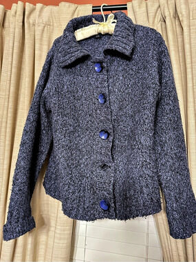 Wind River Knit Button-Front Cardigan in Blue Size Medium